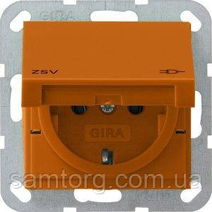 Розетка Gira System 55 2К+З, кришка, ZSV, помаранчевий (041602)