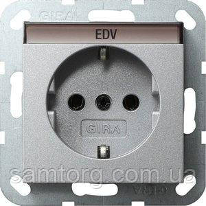 Розетка Gira System 55 2К+З, поле для напису, алюміній (045726)