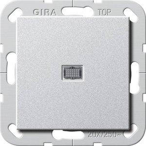 Вимикач Gira System 55 1 кл., 2 пол., 20А/250В, підсвічування, алюміній (283426)