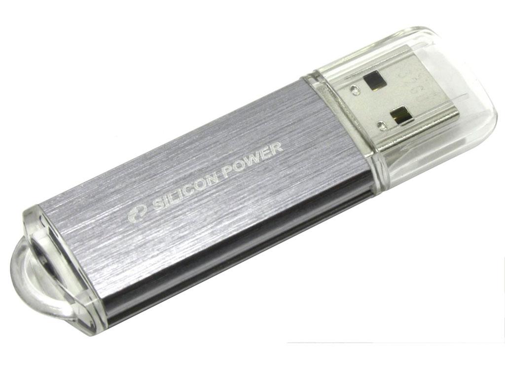 USB-флеш-накопичувач SiliconPower Ultima II silver 32Gb Black (SP032GBUF2M01V1S)