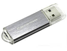 USB флеш накопичувач SiliconPower Ultima II silver 32Gb Black (SP032GBUF2M01V1S)