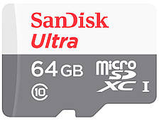 Картка пам'яті SanDisk 64Gb microSD Ultra UHS-I class 10 (SDSQUNS-064G-GN3MN)