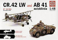 Набор сборных моделей 2 в 1. Autoblinda AB-41 + Fiat CR-42LW. 1/48 SUPER MODEL 10-501