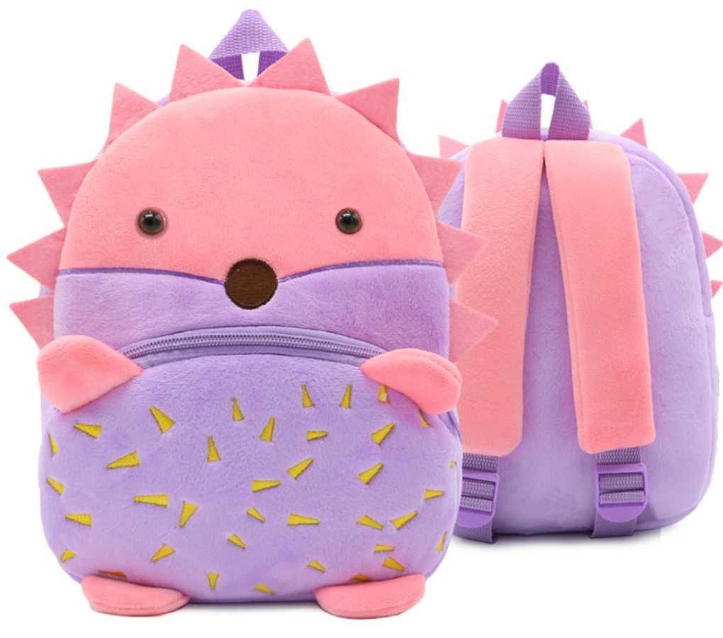 Рюкзак для улюблених малюків "Їжачок" яскравий велюровий м'який і маленький для садочка дошкільний рожевий унісекс