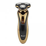 Електробритва Gemei GM-7719 роторна акумуляторна з тримером миється водою, фото 2