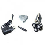 Електробритва Gemei GM-7719 роторна акумуляторна з тримером миється водою, фото 6