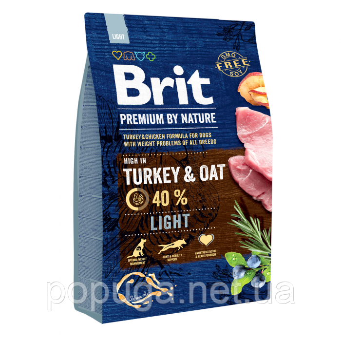 Корм Brit Premium Light для собак із зайвою вагою (курка), 3 кг