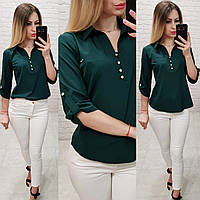 Рубашка / блуза / блузка арт. 828 темно зелёного / зелёный