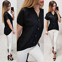 Блуза з коротким рукавом і подовженою спинкою арт. 160 чорна