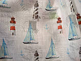 Тюль у дитячу кімнату для хлопчика або дівчинки "Кораблики" батист білий блакитний, фото 5