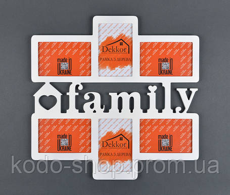 Фоторамка мультирамка колаж "Family" з Дерева на 6 фото 10х15, фото 2