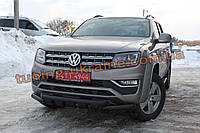 Дуга з іклами чорна для Фольксваген Амарок Захист переднього бампера труба з грилем Volkswagen Amarok 2010+