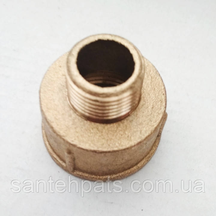 Перехідник латунний 1/2" зовнішня різь 1" внутрішня різь посилений