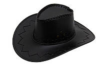 Шляпа ковбойская, 56 см, черный, эко кожа (460113-8)
