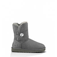 Угги женские UGG Australia Bailey Button Bling Grey. Угги женские с камнем серого цвета.