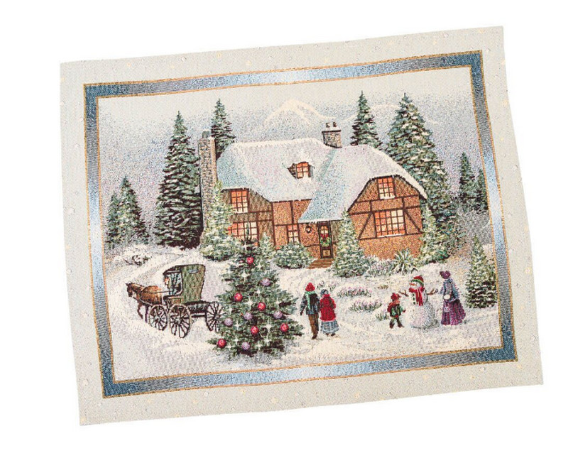 Новорічна серветка на стіл підкладка під тарілку Різдво в Карпатах 37*49 см, фото 1