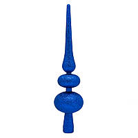 Елочное украшение - верхушка на елку, h-30 см, синий, глиттер, пластик (890049)