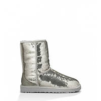 Уггі жіночі UGG Australia Sparkles Classic Short Silver. Уггі жіночі з паєтками сірого кольору.