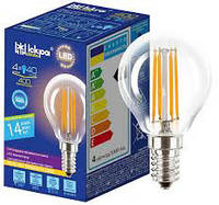 Лампа светодиодная декоративная филаментов ШАРИК LED Bulb P45, 4Вт, 3000К, 220B, (E27)