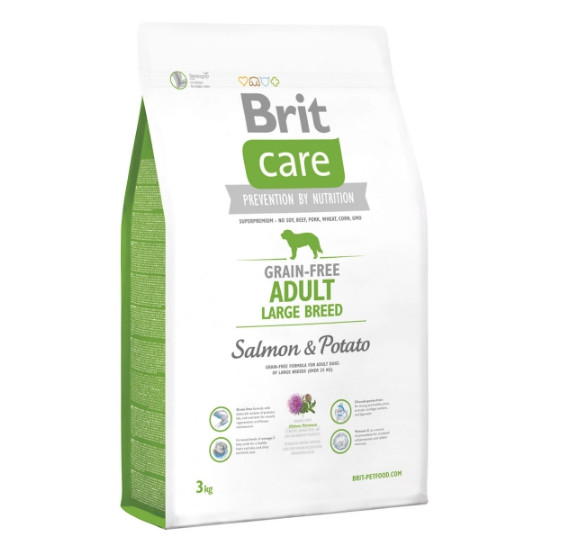 Сухий корм для собак вагою від 25 кг Brit Care GF Adult Large Breed Salmon & Potato 3 кг