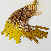 Стеклярусні нитки з прямокутною паєткою, колір Gold, довжина 10 см (10штук)