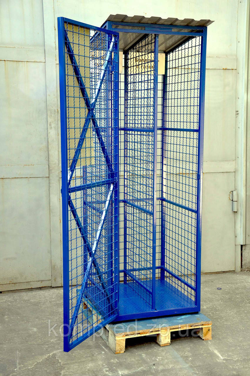 Кліть для 4 кисневих балонів 700х600х2000 (сітчастий) синій OL237/1 Kompred, фото 1