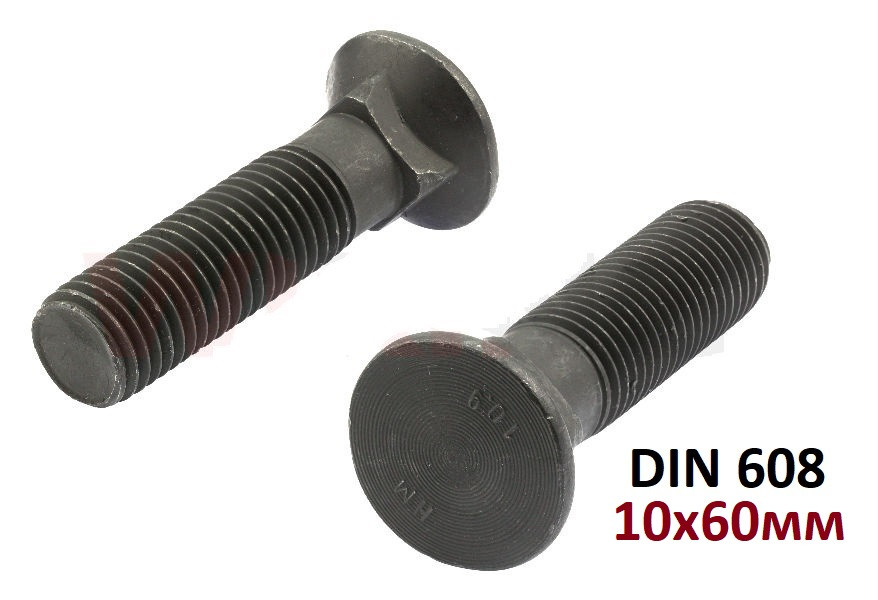 10.9 10х60мм Болт з потайною головкою і низьким квадратним підголівком (DIN 608)