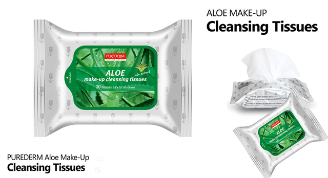 PUREDERM Make-up Cleansing Tissues Aloe