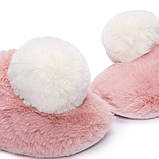 Тапочки домашні жіночі хутряні. М'які пухнасті капці з помпоном Vero Moda, 36 р. (рожеві), фото 9