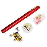 Складная мини удочка 97 см Fishing Rod In Pen Case Red (ID