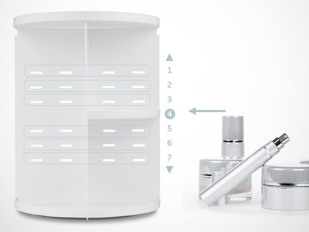 Поворотный органайзер для косметики и бижутерии 3D Rotating 360° Розовый Белый - фото 3 - id-p1051301457