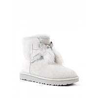 Угги женские UGG Australia GITA Loren Grey. Угги женские серые с меховым помпоном.