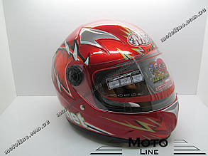 Шолом HF-909( дитяче закрите біле скло) червоне MotoTech