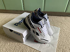 Чоловічі шкіряні кросівки Reebok Classic White Blue білі із синім, фото 3