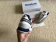 Чоловічі шкіряні кросівки Reebok Classic White Blue білі із синім, фото 5