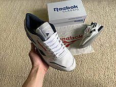Чоловічі шкіряні кросівки Reebok Classic White Blue білі із синім, фото 4