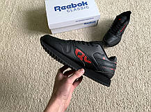 Чоловічі шкіряні кросівки Reebok Classic Black Red чорні з червоним, фото 6