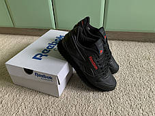 Чоловічі шкіряні кросівки Reebok Classic Black Red чорні з червоним, фото 3