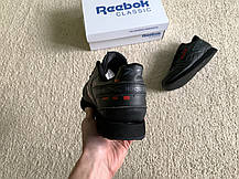 Чоловічі шкіряні кросівки Reebok Classic Black Red чорні з червоним, фото 5