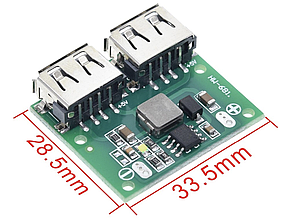 Стабілізатор знижувальний два USB DC-DC 6-26 В на 5 В 3 А, фото 3
