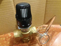 Термостатичний 3-ходовий змішуючий клапан GROSS 1" з термоголовкою (20-60С)
