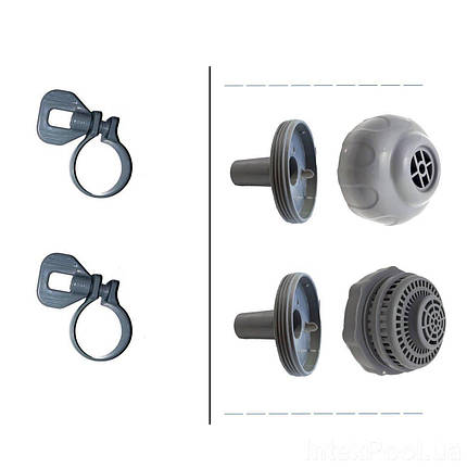 Набір форсунок в зборі Bestway 22331 для підключення басейнів Bestway на хомутах, 32 мм, фото 1