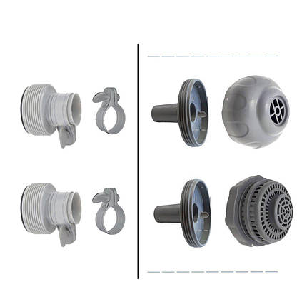 Набір форсунок в зборі Bestway 22333 для підключення басейнів Bestway на хомутах до плунжерним кранів 38 мм, фото 1