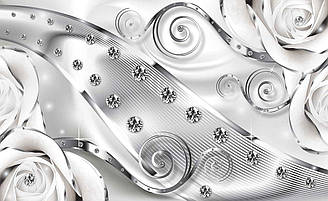 Фотошпалери 3D флізелінові 312x219 см Діаманти на сірих візерунках (2613VEXXL) Найкраща якість