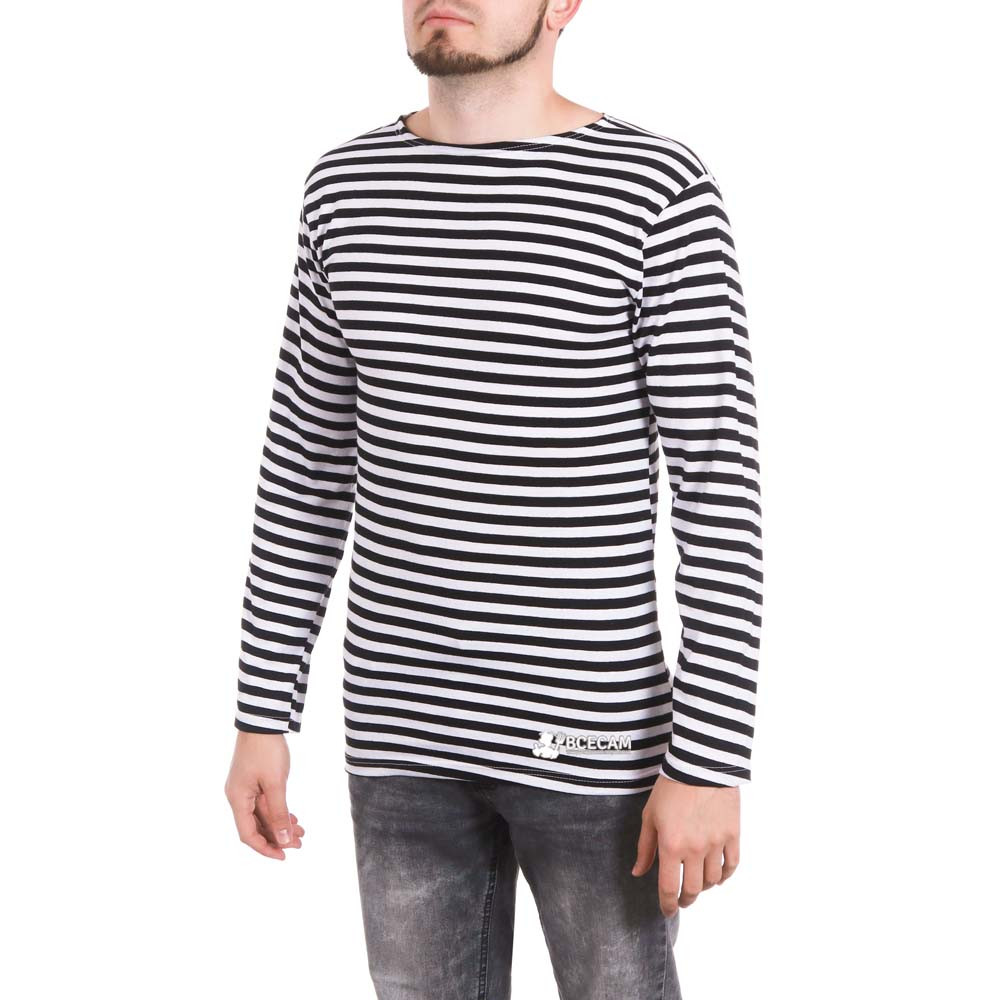 Тільняшка трикотажна літня з довгим рукавом 100% бавовна в'язана (чорна, морська піхота)