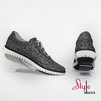 Кросівки жіночі літні з сірої шкіри "Style Shoes", фото 3