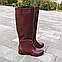 Чоботи-труби жіночі шкіряні на низькому ходу, колір бордо, фото 2