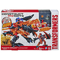 Transformers Age of Extinction Construct-Bots Dinofire Grimlock and Optimus Prime