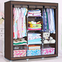 Складной шкаф большой STORAGE WARDROBE 175 х 130 х 45 см каркасный тканевый Коричневый