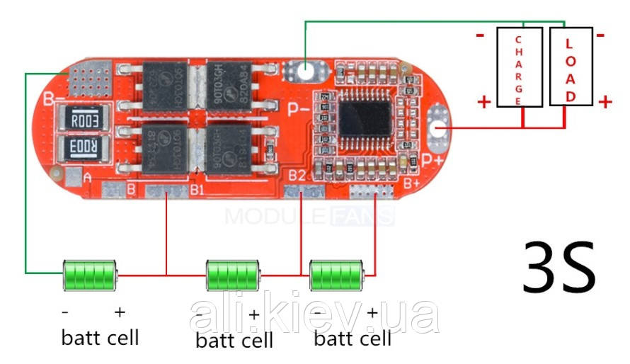 BMS 3S 15A контролер заряду для літієвих акб. BMS3S БМС